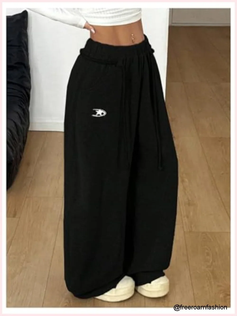 Wide Leg Barrel Sweatpants Athletic Baggy with Pockets